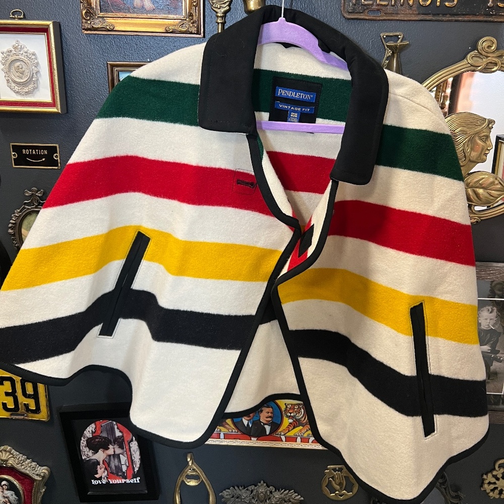 Pendleton Wool Cape Coat•Vintage Fit Striped•OS
